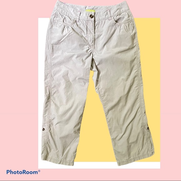 Sigrid Olsen Pale Khaki Green Roll-Up Cotton Capris - Picture 2 of 12